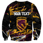Personalized Brisbane Broncos Sweatshirt Graffiti Grunge Abstract Urban Street Style Design