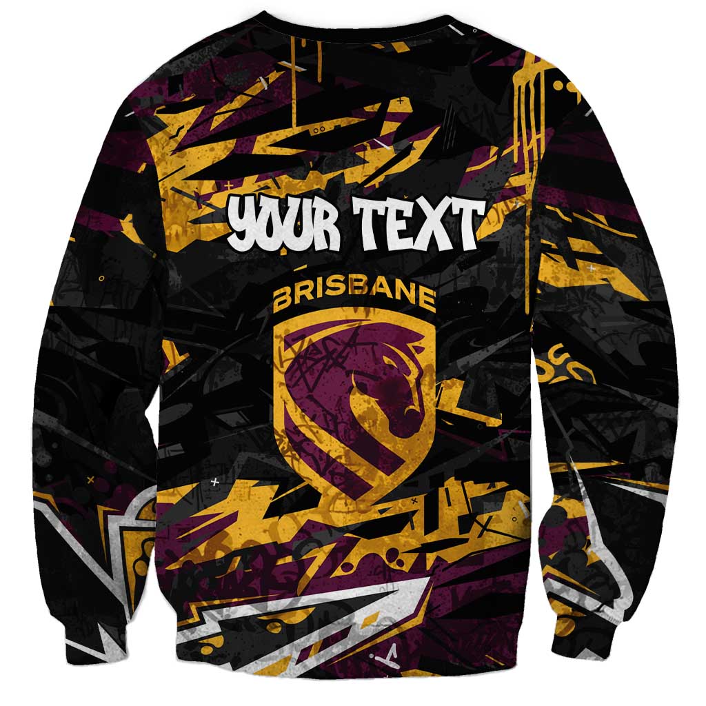 Personalized Brisbane Broncos Sweatshirt Graffiti Grunge Abstract Urban Street Style Design