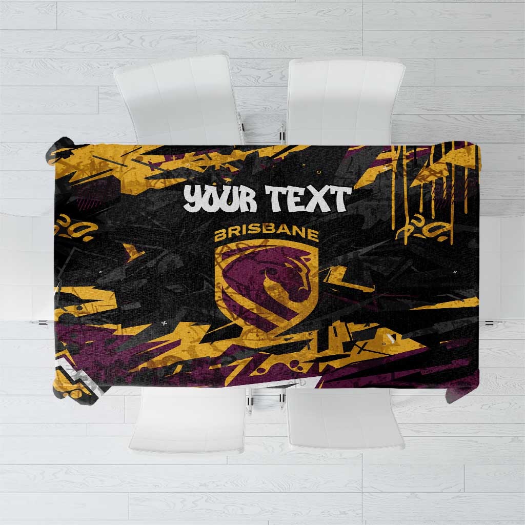 Personalized Brisbane Broncos Tablecloth Graffiti Grunge Abstract Urban Street Style Design