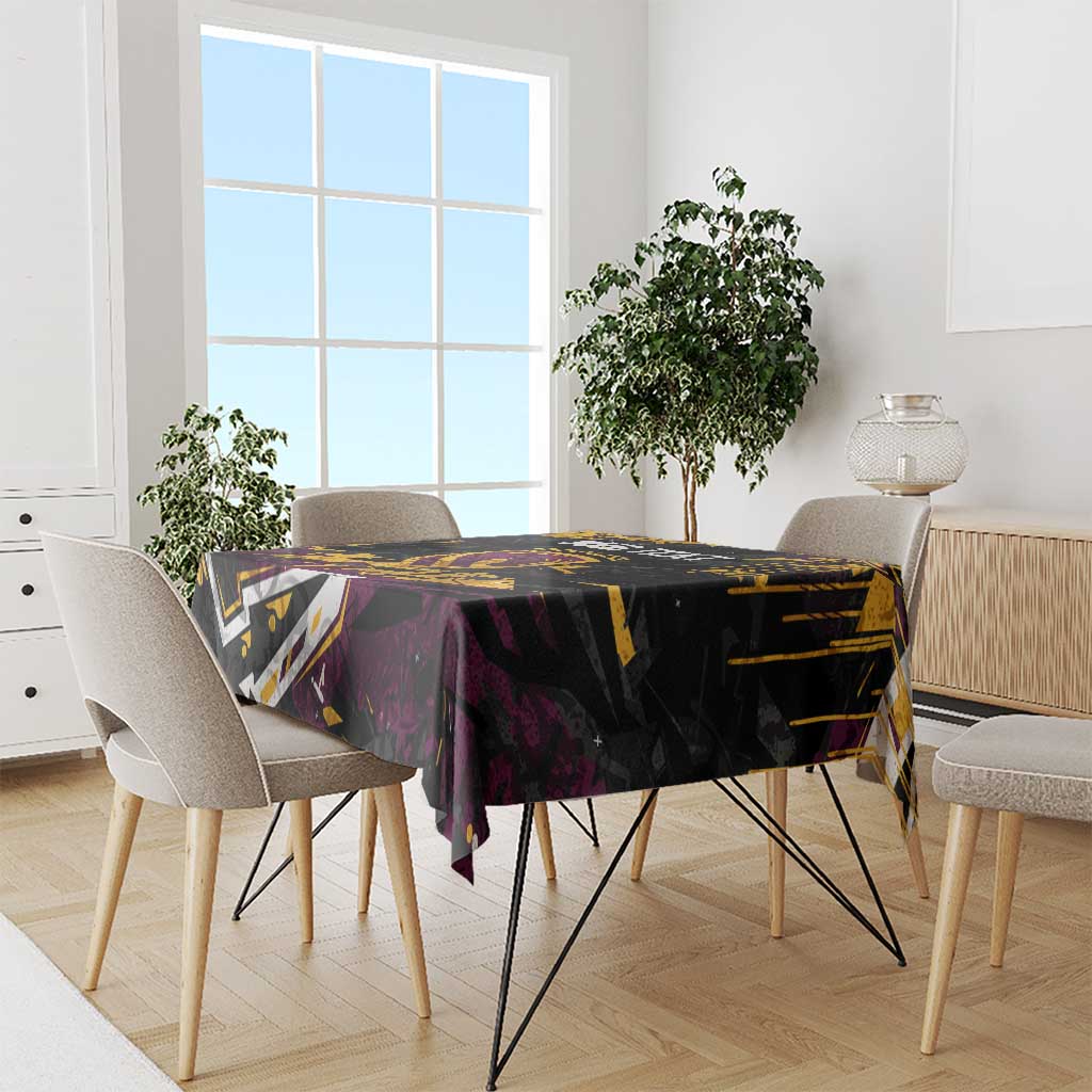 Personalized Brisbane Broncos Tablecloth Graffiti Grunge Abstract Urban Street Style Design