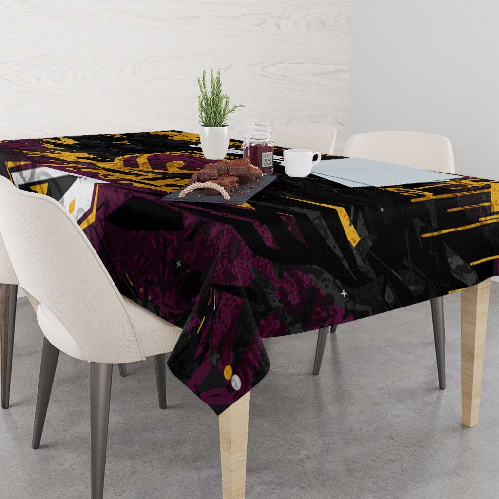 Personalized Brisbane Broncos Tablecloth Graffiti Grunge Abstract Urban Street Style Design