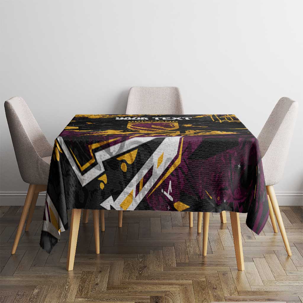 Personalized Brisbane Broncos Tablecloth Graffiti Grunge Abstract Urban Street Style Design