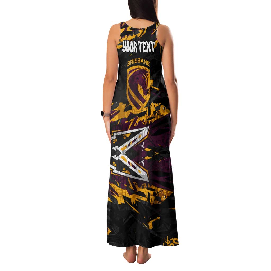Personalized Brisbane Broncos Tank Maxi Dress Graffiti Grunge Abstract Urban Street Style Design