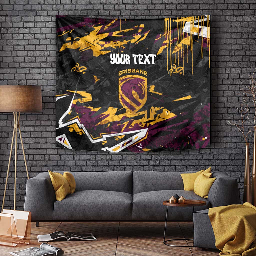 Personalized Brisbane Broncos Tapestry Graffiti Grunge Abstract Urban Street Style Design