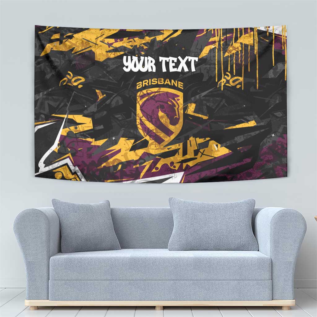 Personalized Brisbane Broncos Tapestry Graffiti Grunge Abstract Urban Street Style Design