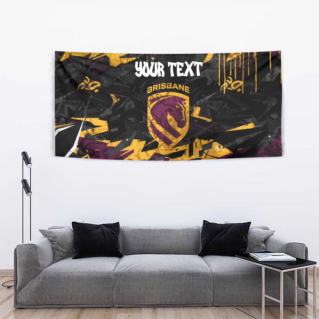 Personalized Brisbane Broncos Tapestry Graffiti Grunge Abstract Urban Street Style Design
