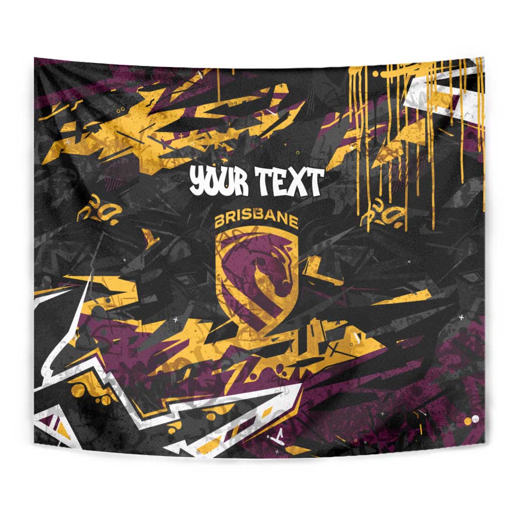 Personalized Brisbane Broncos Tapestry Graffiti Grunge Abstract Urban Street Style Design