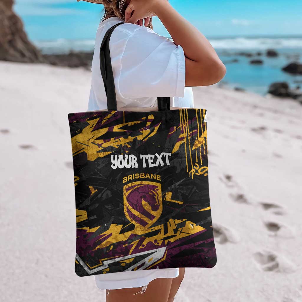 Personalized Brisbane Broncos Tote Bag Graffiti Grunge Abstract Urban Street Style Design