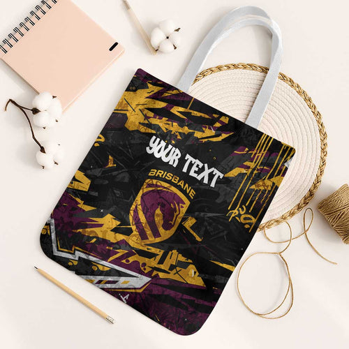 Personalized Brisbane Broncos Tote Bag Graffiti Grunge Abstract Urban Street Style Design