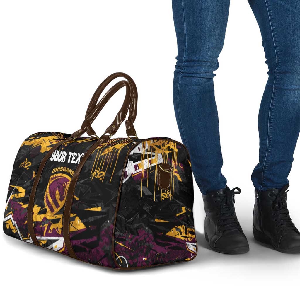 Personalized Brisbane Broncos Travel Bag Graffiti Grunge Abstract Urban Street Style Design