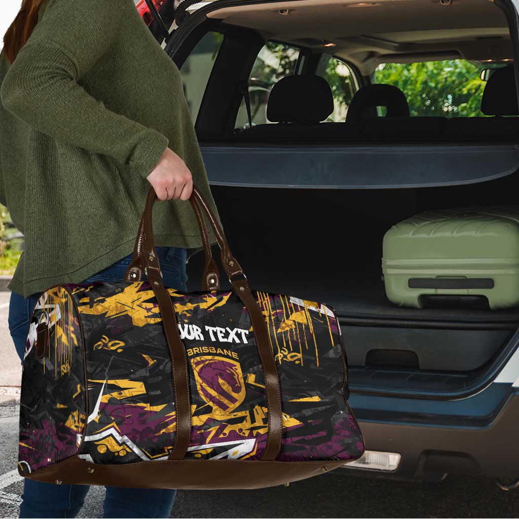 Personalized Brisbane Broncos Travel Bag Graffiti Grunge Abstract Urban Street Style Design