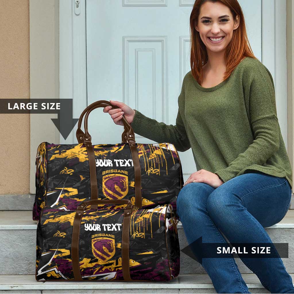 Personalized Brisbane Broncos Travel Bag Graffiti Grunge Abstract Urban Street Style Design