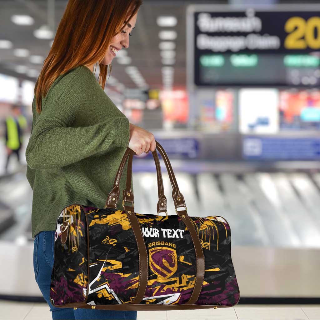Personalized Brisbane Broncos Travel Bag Graffiti Grunge Abstract Urban Street Style Design