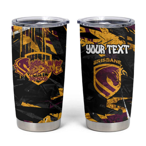 Personalized Brisbane Broncos Tumbler Cup Graffiti Grunge Abstract Urban Street Style Design