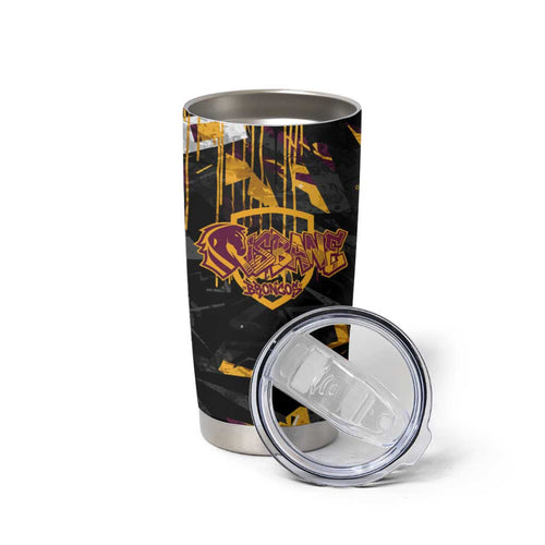 Personalized Brisbane Broncos Tumbler Cup Graffiti Grunge Abstract Urban Street Style Design