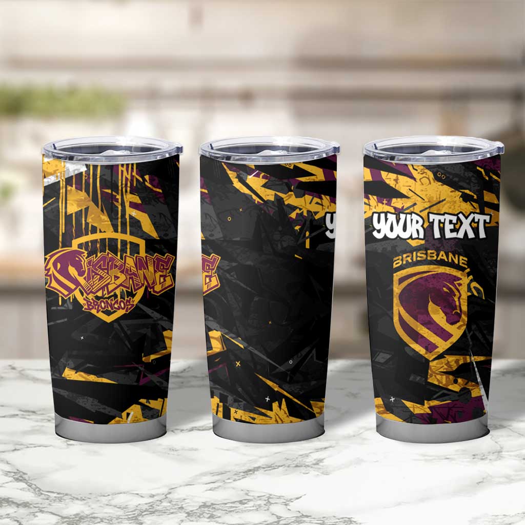 Personalized Brisbane Broncos Tumbler Cup Graffiti Grunge Abstract Urban Street Style Design