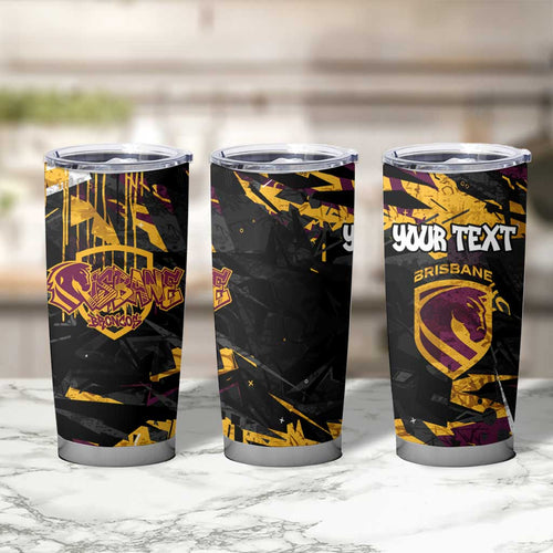 Personalized Brisbane Broncos Tumbler Cup Graffiti Grunge Abstract Urban Street Style Design