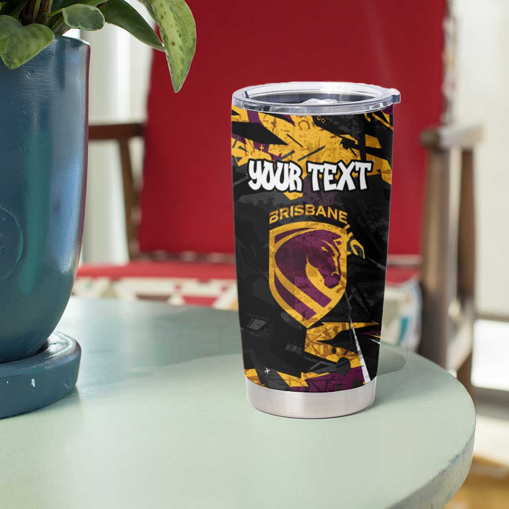 Personalized Brisbane Broncos Tumbler Cup Graffiti Grunge Abstract Urban Street Style Design