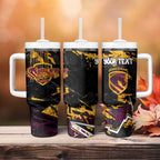 Personalized Brisbane Broncos Tumbler With Handle Graffiti Grunge Abstract Urban Street Style Design
