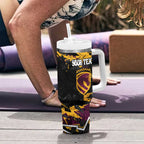 Personalized Brisbane Broncos Tumbler With Handle Graffiti Grunge Abstract Urban Street Style Design