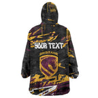 Personalized Brisbane Broncos Wearable Blanket Hoodie Graffiti Grunge Abstract Urban Street Style Design