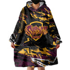 Personalized Brisbane Broncos Wearable Blanket Hoodie Graffiti Grunge Abstract Urban Street Style Design