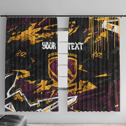 Personalized Brisbane Broncos Window Curtain Graffiti Grunge Abstract Urban Street Style Design
