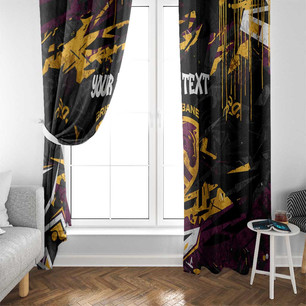 Personalized Brisbane Broncos Window Curtain Graffiti Grunge Abstract Urban Street Style Design