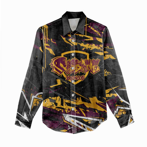 Personalized Brisbane Broncos Women Casual Shirt Graffiti Grunge Abstract Urban Street Style Design