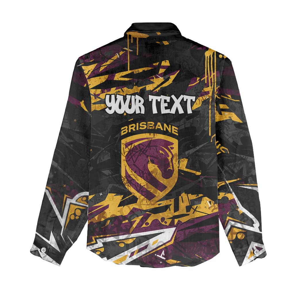 Personalized Brisbane Broncos Women Casual Shirt Graffiti Grunge Abstract Urban Street Style Design