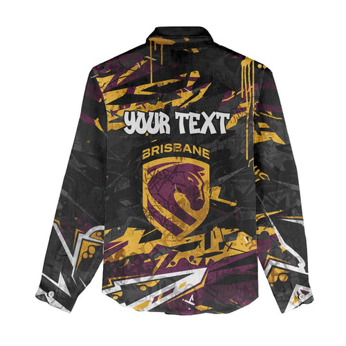 Personalized Brisbane Broncos Women Casual Shirt Graffiti Grunge Abstract Urban Street Style Design