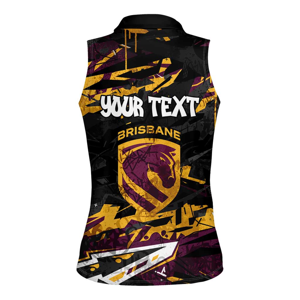 Personalized Brisbane Broncos Women Sleeveless Polo Shirt Graffiti Grunge Abstract Urban Street Style Design