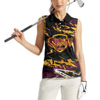 Personalized Brisbane Broncos Women Sleeveless Polo Shirt Graffiti Grunge Abstract Urban Street Style Design