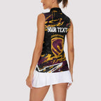 Personalized Brisbane Broncos Women Sleeveless Polo Shirt Graffiti Grunge Abstract Urban Street Style Design