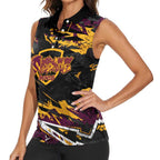 Personalized Brisbane Broncos Women Sleeveless Polo Shirt Graffiti Grunge Abstract Urban Street Style Design