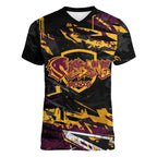 Personalized Brisbane Broncos Women V-Neck T-Shirt Graffiti Grunge Abstract Urban Street Style Design