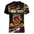 Personalized Brisbane Broncos Women V-Neck T-Shirt Graffiti Grunge Abstract Urban Street Style Design
