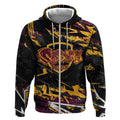Personalized Brisbane Broncos Zip Hoodie Graffiti Grunge Abstract Urban Street Style Design