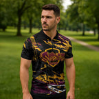 Personalized Brisbane Broncos Zipper Polo Shirt Graffiti Grunge Abstract Urban Street Style Design