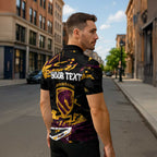 Personalized Brisbane Broncos Zipper Polo Shirt Graffiti Grunge Abstract Urban Street Style Design