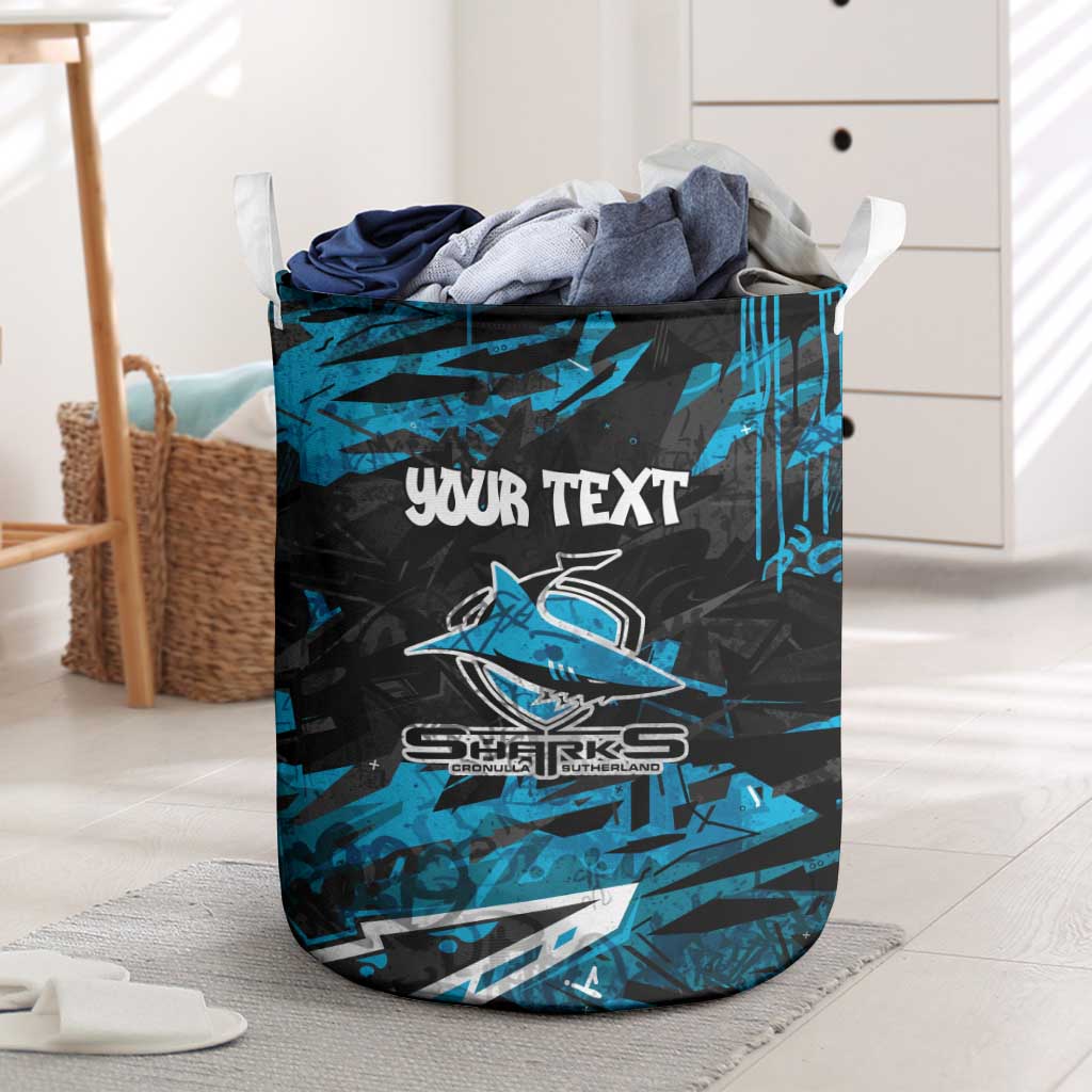 Personalized Cronulla Sutherland Sharks Laundry Basket Graffiti Grunge Abstract Urban Street Style Design