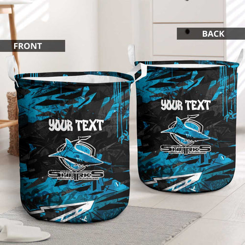 Personalized Cronulla Sutherland Sharks Laundry Basket Graffiti Grunge Abstract Urban Street Style Design