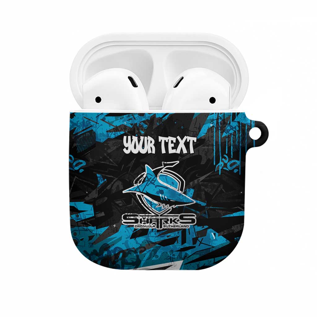 Personalized Cronulla Sutherland Sharks AirPods Case Graffiti Grunge Abstract Urban Street Style Design