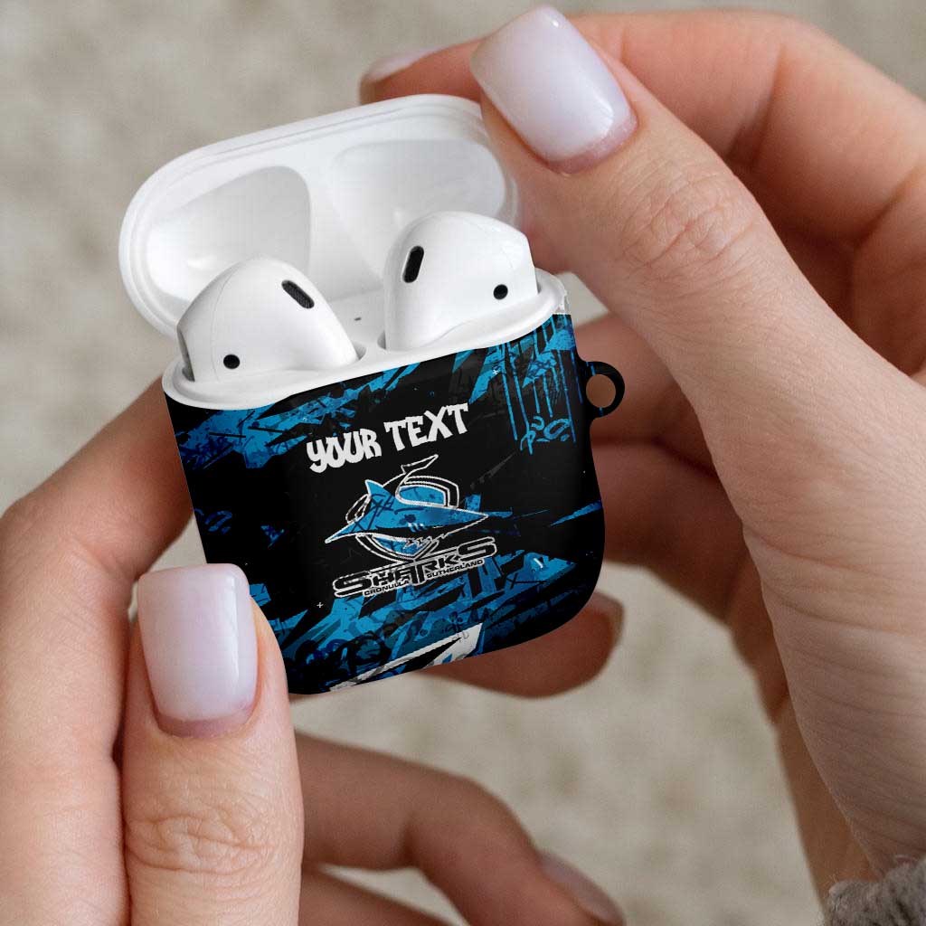 Personalized Cronulla Sutherland Sharks AirPods Case Graffiti Grunge Abstract Urban Street Style Design