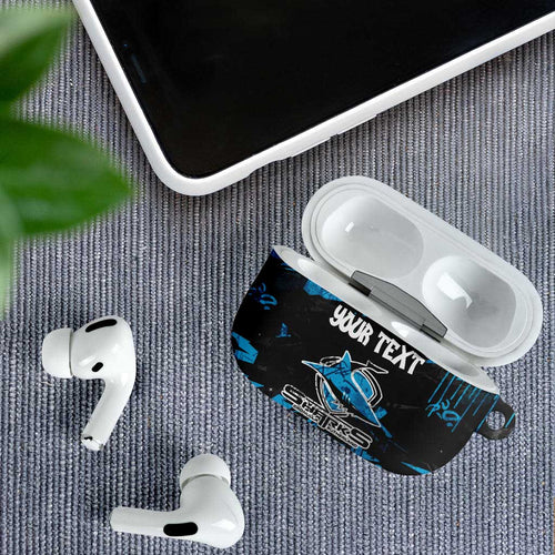Personalized Cronulla Sutherland Sharks AirPods Case Graffiti Grunge Abstract Urban Street Style Design