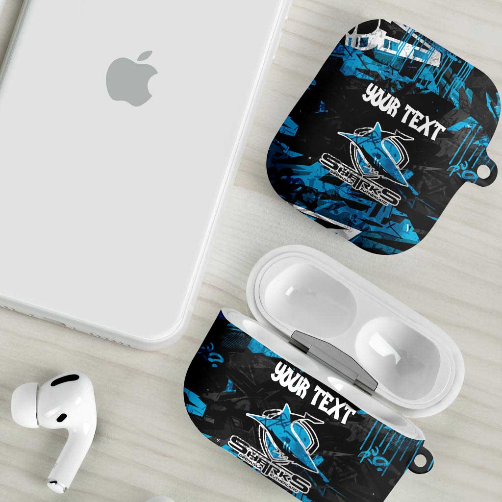 Personalized Cronulla Sutherland Sharks AirPods Case Graffiti Grunge Abstract Urban Street Style Design