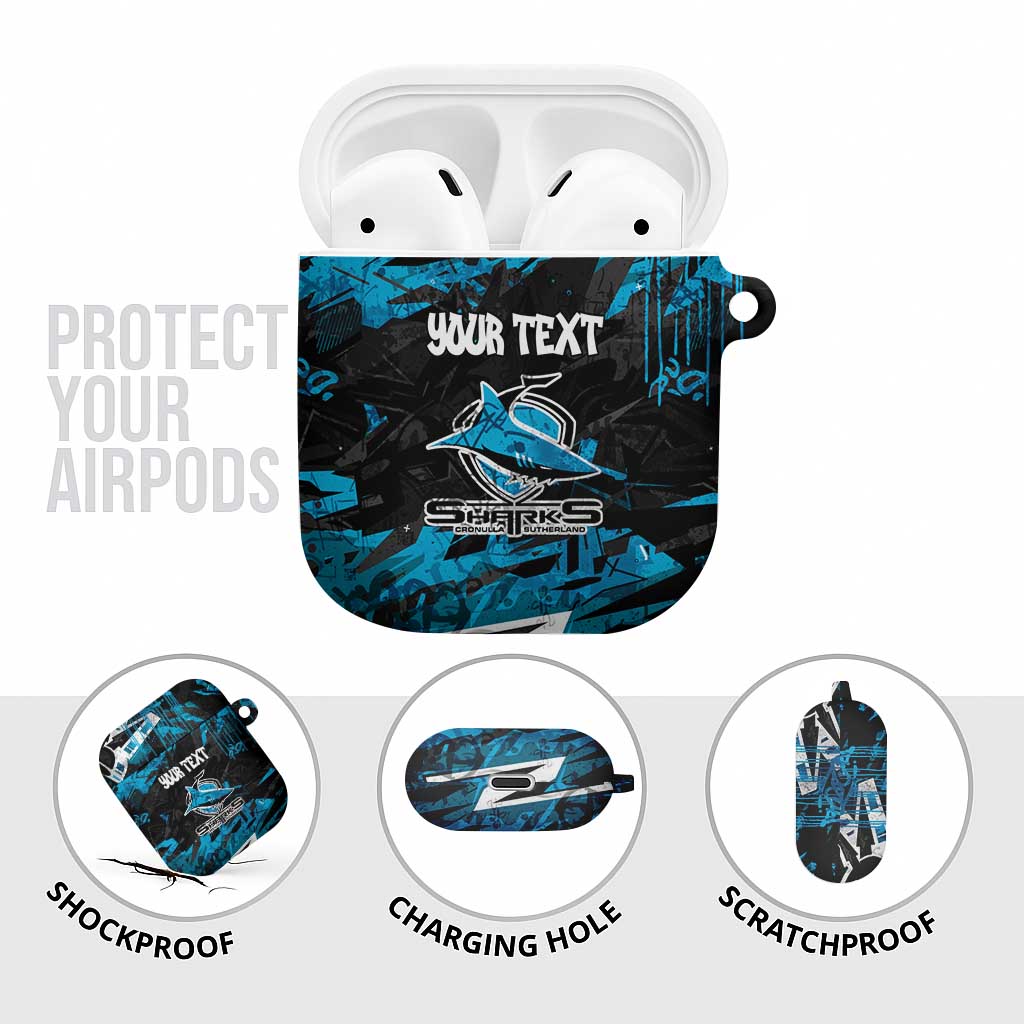 Personalized Cronulla Sutherland Sharks AirPods Case Graffiti Grunge Abstract Urban Street Style Design