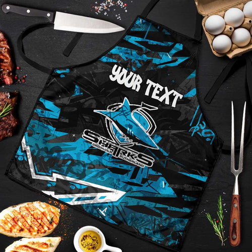 Personalized Cronulla Sutherland Sharks Apron Graffiti Grunge Abstract Urban Street Style Design