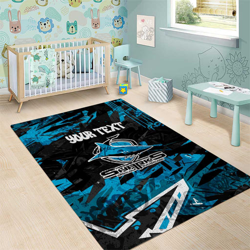 Personalized Cronulla Sutherland Sharks Area Rug Graffiti Grunge Abstract Urban Street Style Design