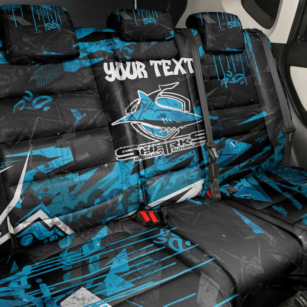 Personalized Cronulla Sutherland Sharks Back Car Seat Cover Graffiti Grunge Abstract Urban Street Style Design